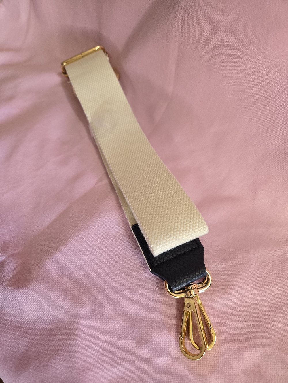 Adjustable Cream Canvas Bag Strap with Gold-tone Hardware NWOT